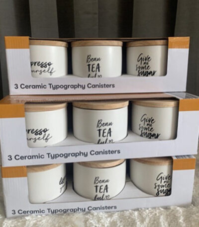 Presto Ceramic Typography Canister Set – Stylish Kitchen Storage