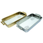 Ceramic Rectangular Dish Deep (Golden/Silver) Presto