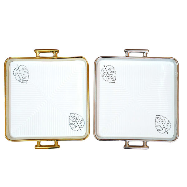 Ceramic Square Platter Small (Golden/Silver) Presto