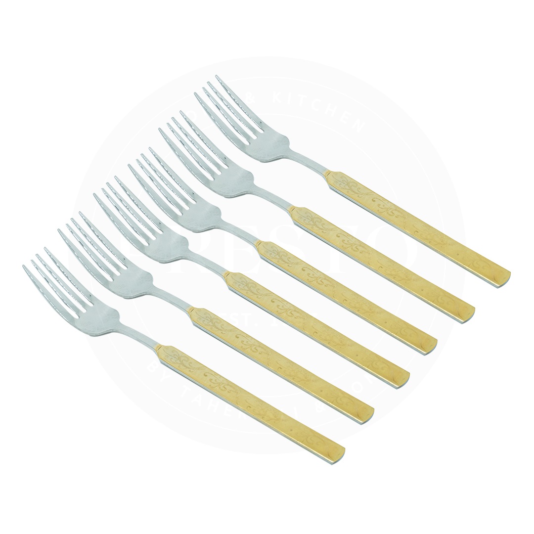 Golden Handle fork  6pcs Set - Image 1