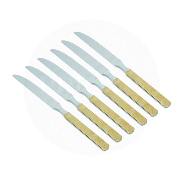 Elegant Golden Handle Table Knife 6 Pieces Set for Dining Table