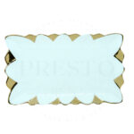 Elegant Small Rectangular Serving Plate | Floral Design | Ceramic | Golden & White