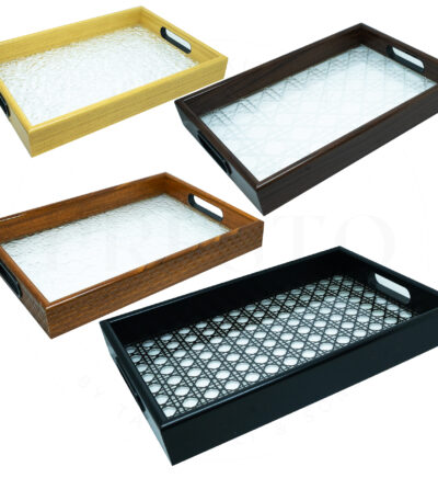 Set of 2 Stylish Wooden Serving Trays – Large & Small Sizes