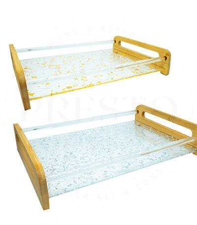 Premium Acrylic Wooden Tray Set with Sturdy Wooden Handles