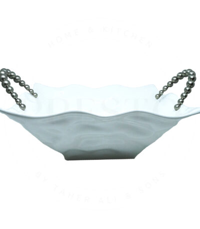 Luxury Fruit Bowl, White Ceramic Bowl, Fancy Serving Bowl, Fruit Bowl with Handles, Ceramic Serveware