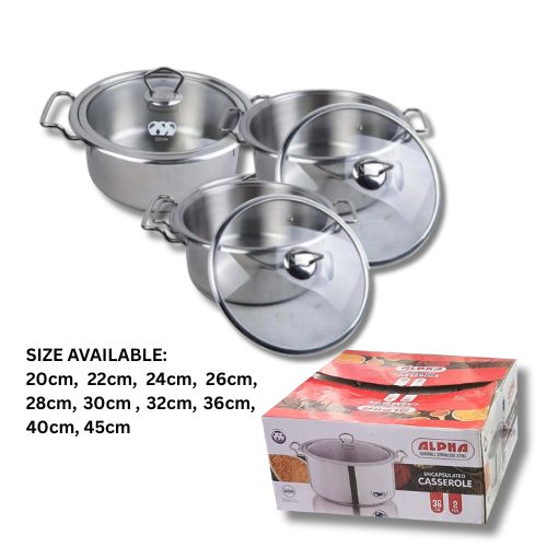 Alpha Cooking Pot ? Premium Stainless Steel Cookware with Glass Lid